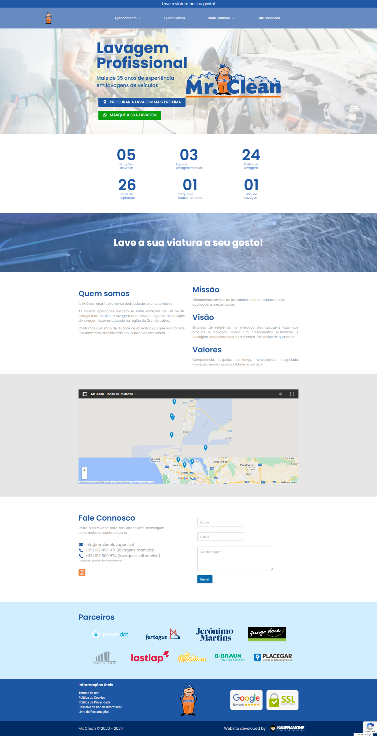 Mr Clean Lavagens website screenshot