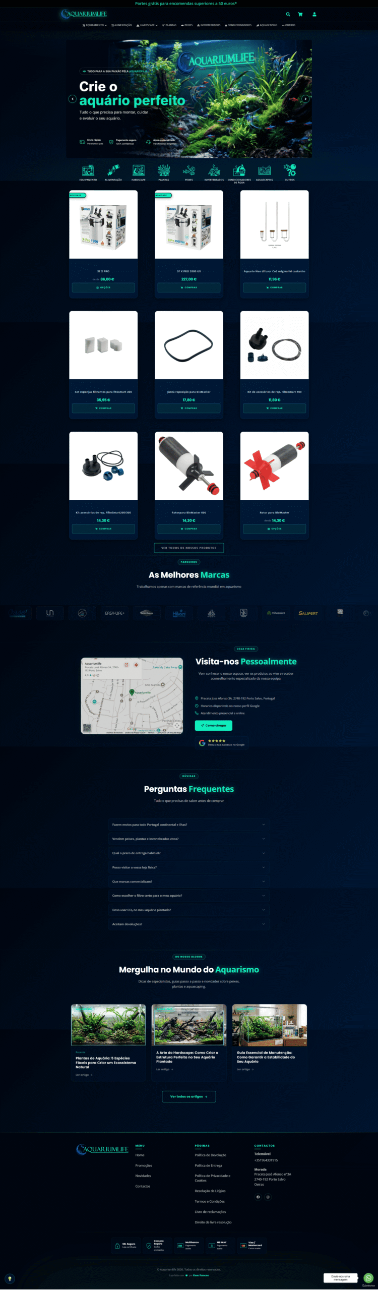 AquariumLife — captura do website