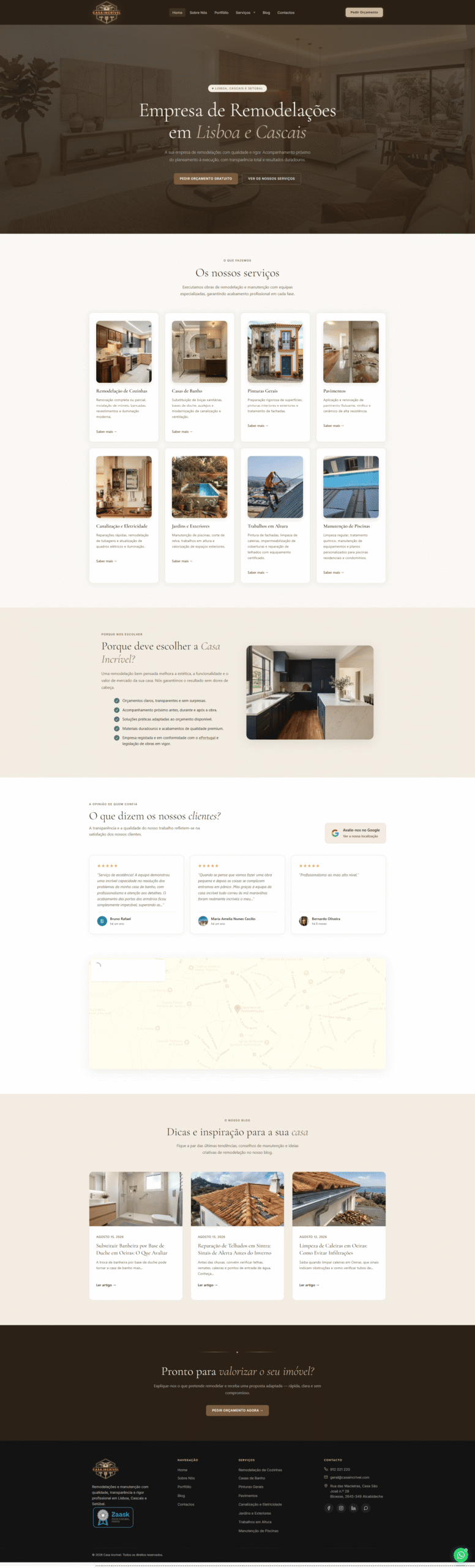 Casa Incrível — captura do website