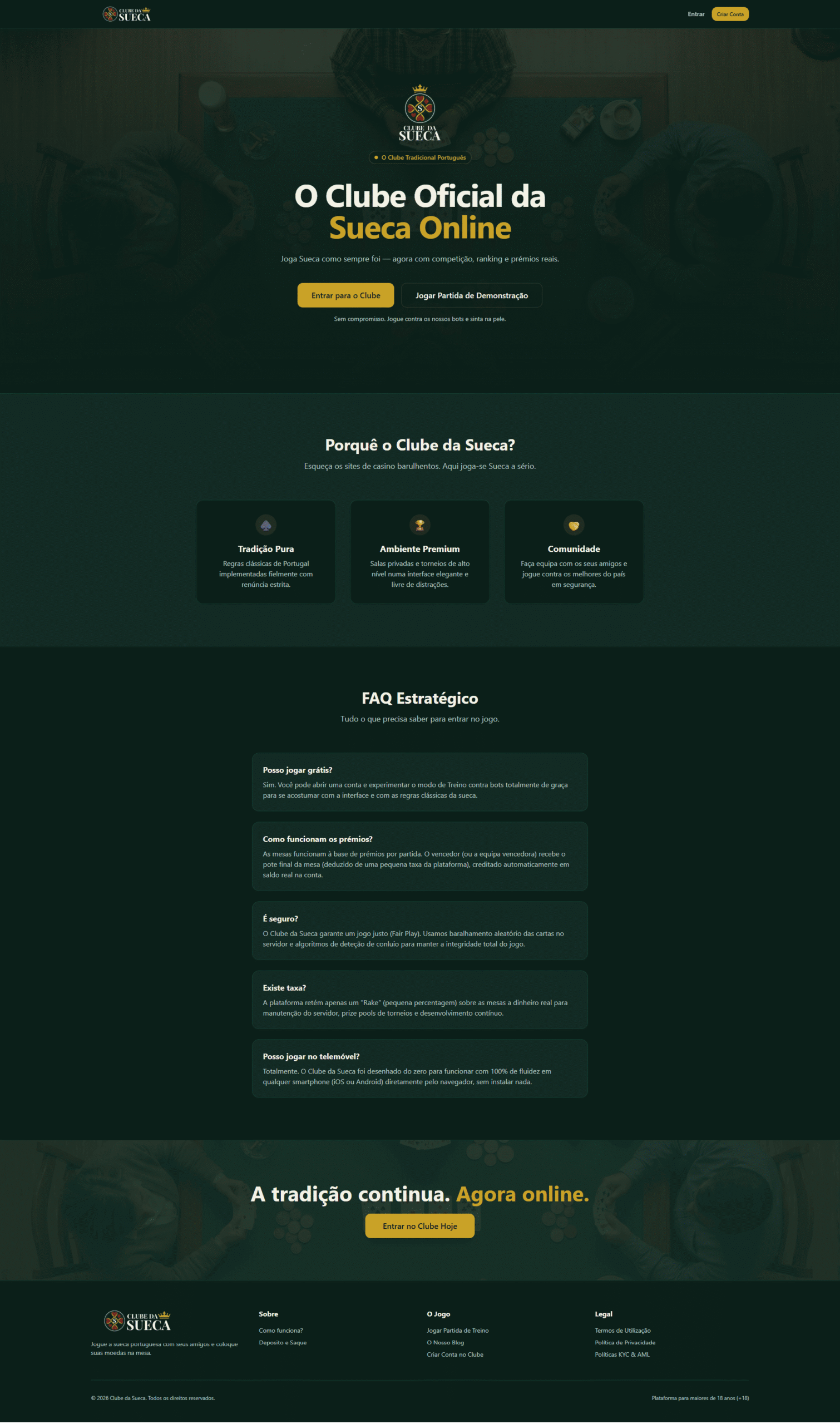 Clube da Sueca — captura do website