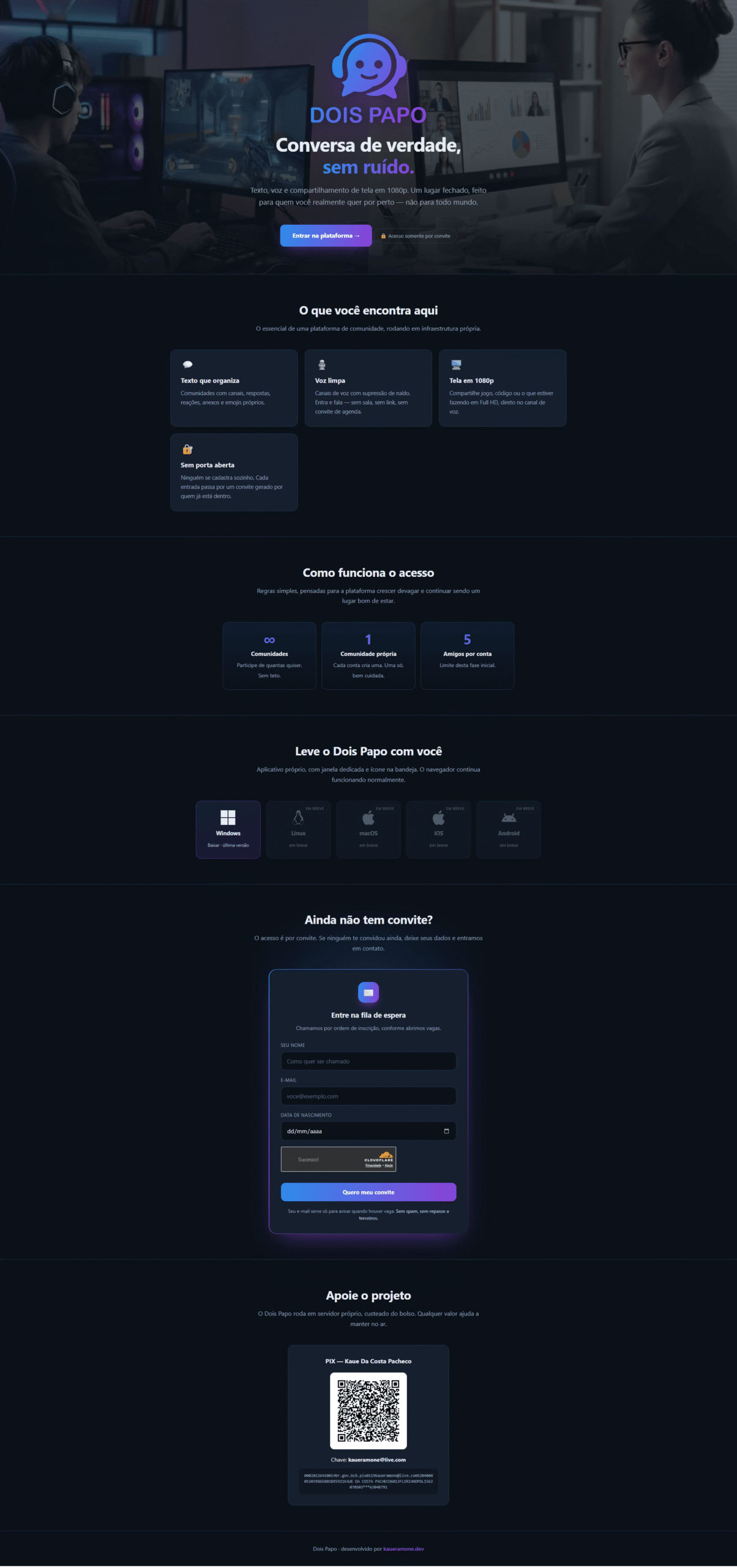 Dois Papo — captura do website